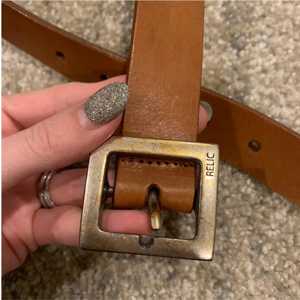 Vintage Y2K Relic Tan Leather Belt Full Grain S